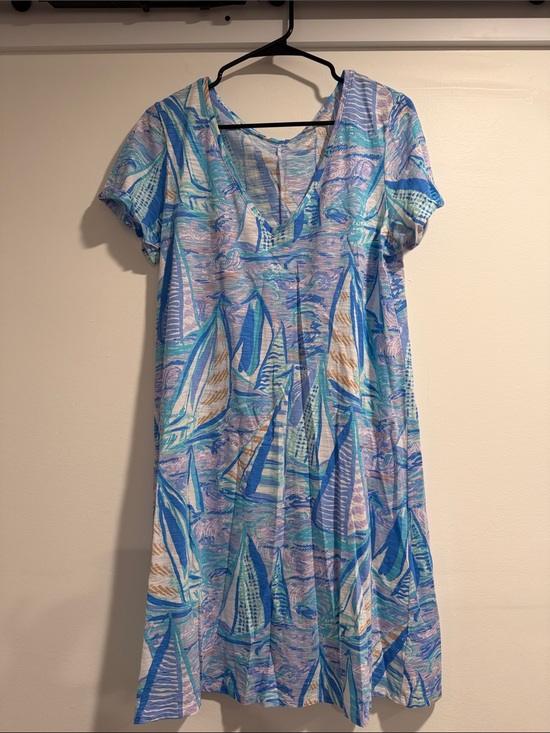 Lilly Pulitzer Dresses & Skirts - Lilly Pulitzer Blue Multicolor Short-Sleeve V-Neck Women’s Dress